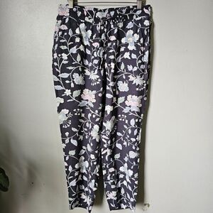 EUC LOFT FLORAL DRAWSTRING SOFT VISCOSE PANTS WITH POCKETS SIZE SMALL